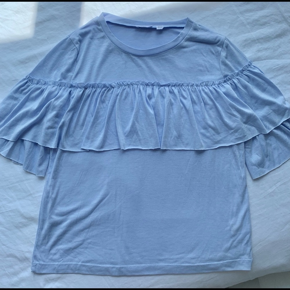 Powder Blue Ruffle T-Shirt